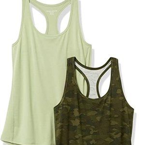 Amazon Essentials | Women's Green Camo Studio Relaxed-Fit Racerback Tanks XL